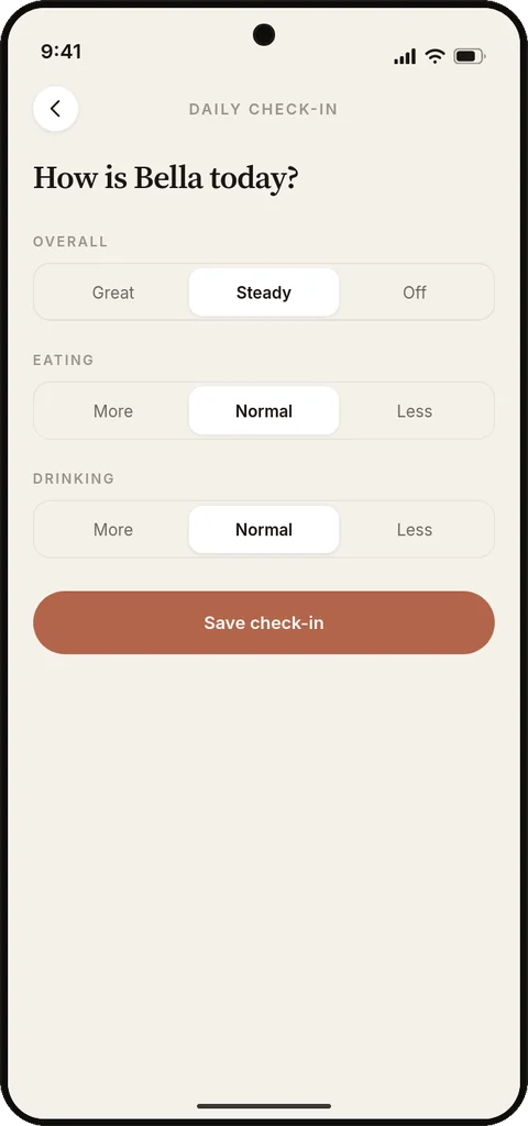 Beau Check-in screen